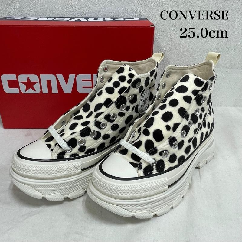 コンバースオールスター Converse All Star スニーカー スニーカー ALLSTAR オールスター TREKWAVE トレックウェーブ ダルメシアン 厚底 ハイカット スニーカー 25.0cm アニマル柄 白 / ホワイト / white X 黒 / ブラック / black レディース USED 古着 中古 50154852