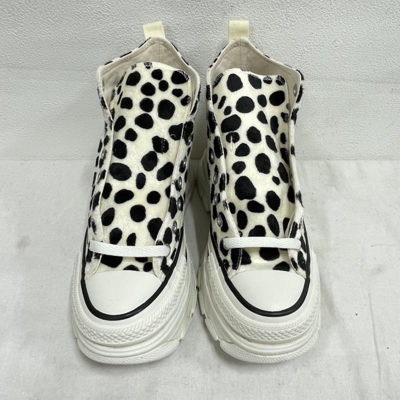 コンバースオールスター Converse All Star スニーカー スニーカー ALLSTAR オールスター TREKWAVE トレックウェーブ ダルメシアン 厚底 ハイカット スニーカー 25.0cm アニマル柄 白 / ホワイト / white X 黒 / ブラック / black レディース USED 古着 中古 50154852