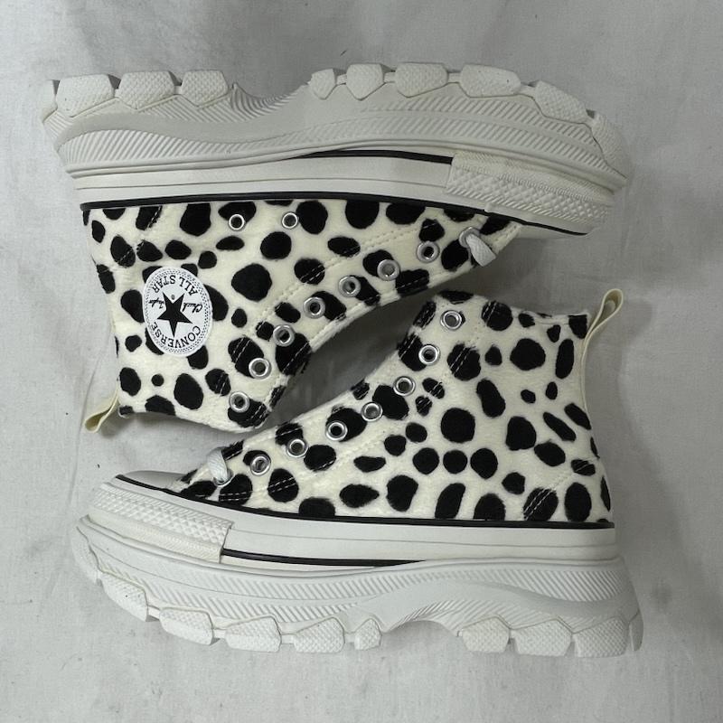 コンバースオールスター Converse All Star スニーカー スニーカー ALLSTAR オールスター TREKWAVE トレックウェーブ ダルメシアン 厚底 ハイカット スニーカー 25.0cm アニマル柄 白 / ホワイト / white X 黒 / ブラック / black レディース USED 古着 中古 50154852