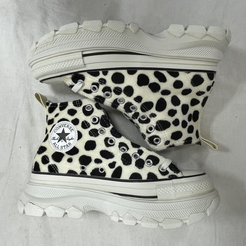 コンバースオールスター Converse All Star スニーカー スニーカー ALLSTAR オールスター TREKWAVE トレックウェーブ ダルメシアン 厚底 ハイカット スニーカー 25.0cm アニマル柄 白 / ホワイト / white X 黒 / ブラック / black レディース USED 古着 中古 50154852