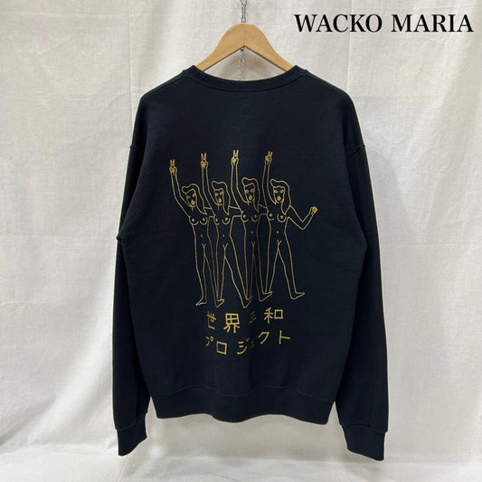 ワコマリア WACKO MARIA トレーナー 長袖 22AW 世界平和プロジェクト スウェット black M M プリント 黒 / ブラック / black メンズ USED 古着 中古 50154870