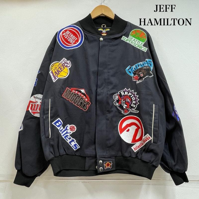 古着 USED ジャケット、上着 ジャケット、ブレザー JEFF HAMILTON ジェフ ハミトン 刺繍 ロゴ ワッペン パッチ ブルゾン スタジャン XXL ロゴ、文字 X 刺繍 X 総柄 黒 / ブラック / black X マルチカラー / マルチカラー / multicolor メンズ USED 古着 中古 50154878