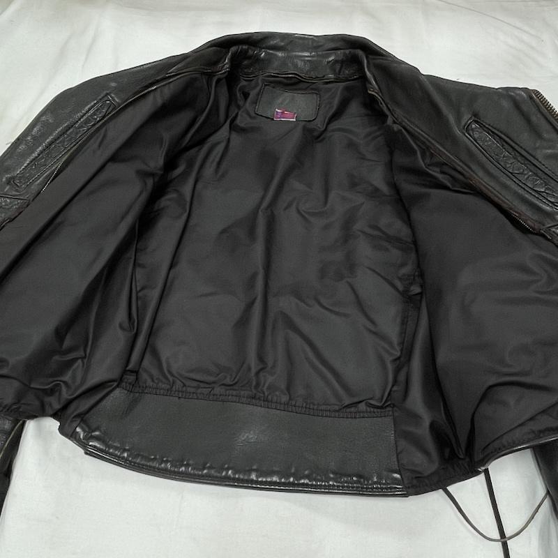 ブランデッドガーメンツ BRANDEDGARMENTS ジャケット、上着 レザージャケット ダブル ライダース レザー ジャケット USA製 革ジャン ヴィンテージ 38 無地 黒 / ブラック / black メンズ USED 古着 中古 50154880