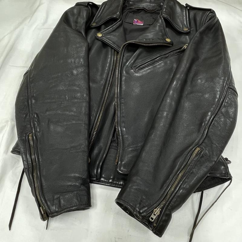 ブランデッドガーメンツ BRANDEDGARMENTS ジャケット、上着 レザージャケット ダブル ライダース レザー ジャケット USA製 革ジャン ヴィンテージ 38 無地 黒 / ブラック / black メンズ USED 古着 中古 50154880