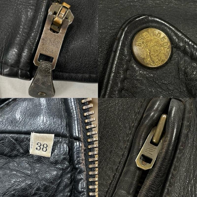 ブランデッドガーメンツ BRANDEDGARMENTS ジャケット、上着 レザージャケット ダブル ライダース レザー ジャケット USA製 革ジャン ヴィンテージ 38 無地 黒 / ブラック / black メンズ USED 古着 中古 50154880