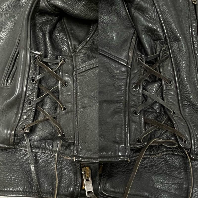 ブランデッドガーメンツ BRANDEDGARMENTS ジャケット、上着 レザージャケット ダブル ライダース レザー ジャケット USA製 革ジャン ヴィンテージ 38 無地 黒 / ブラック / black メンズ USED 古着 中古 50154880