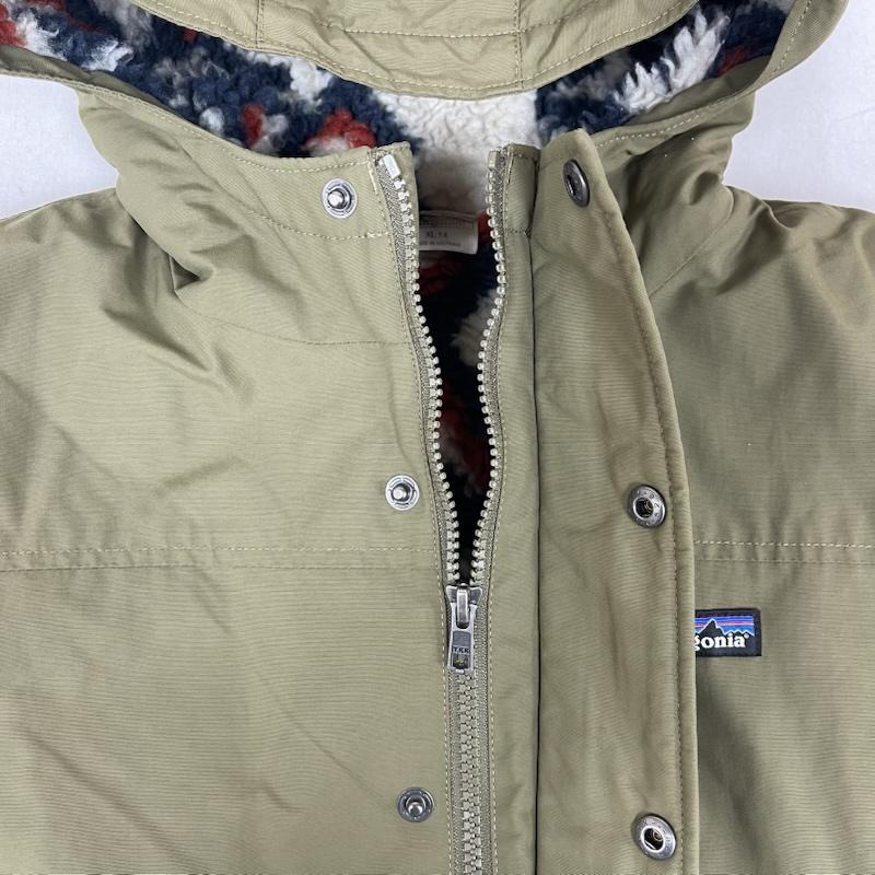 パタゴニア patagonia ジャケット、上着 ジャンパー、ブルゾン インファーノ ジャケット 裏ボア ジップ アップ パーカー 68460 キッズ XL カーキ / カーキ / khaki ボーイズ USED 古着 中古 50154891