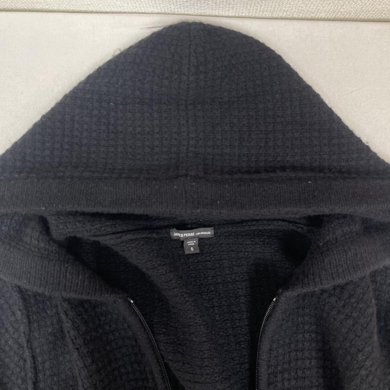ジェームスパース JAMES PERSE パーカー 長袖 カーディガン ウール サーマル ジップ アップ フーディー 0 黒 / ブラック / black メンズ USED 古着 中古 50154894