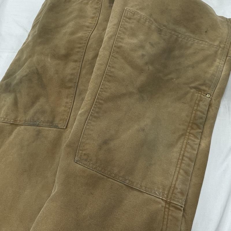 カーハート Carhartt サロペット・オーバーオール サロペット、オーバーオール ダック オーバーオール ダブルニー USA製 エイジング ヴィンテージ キルティング 裏地 38 ワンポイント X ロゴ、文字 ベージュ / ベージュ / beige X 茶 / ブラウン / brown メンズ USED 古着 中古 50154927