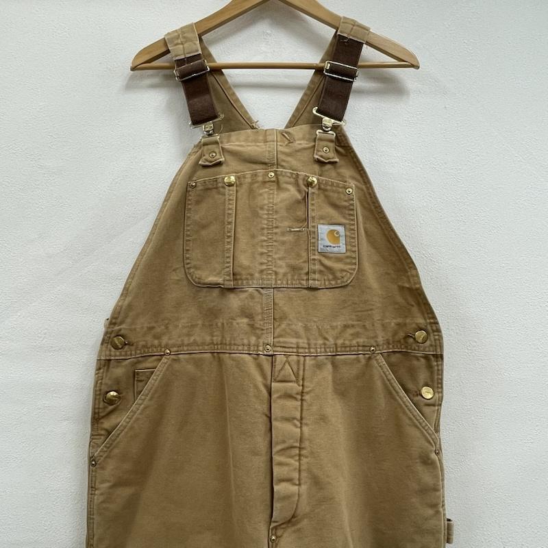 カーハート Carhartt サロペット・オーバーオール サロペット、オーバーオール ダック オーバーオール ダブルニー USA製 エイジング ヴィンテージ キルティング 裏地 38 ワンポイント X ロゴ、文字 ベージュ / ベージュ / beige X 茶 / ブラウン / brown メンズ USED 古着 中古 50154927