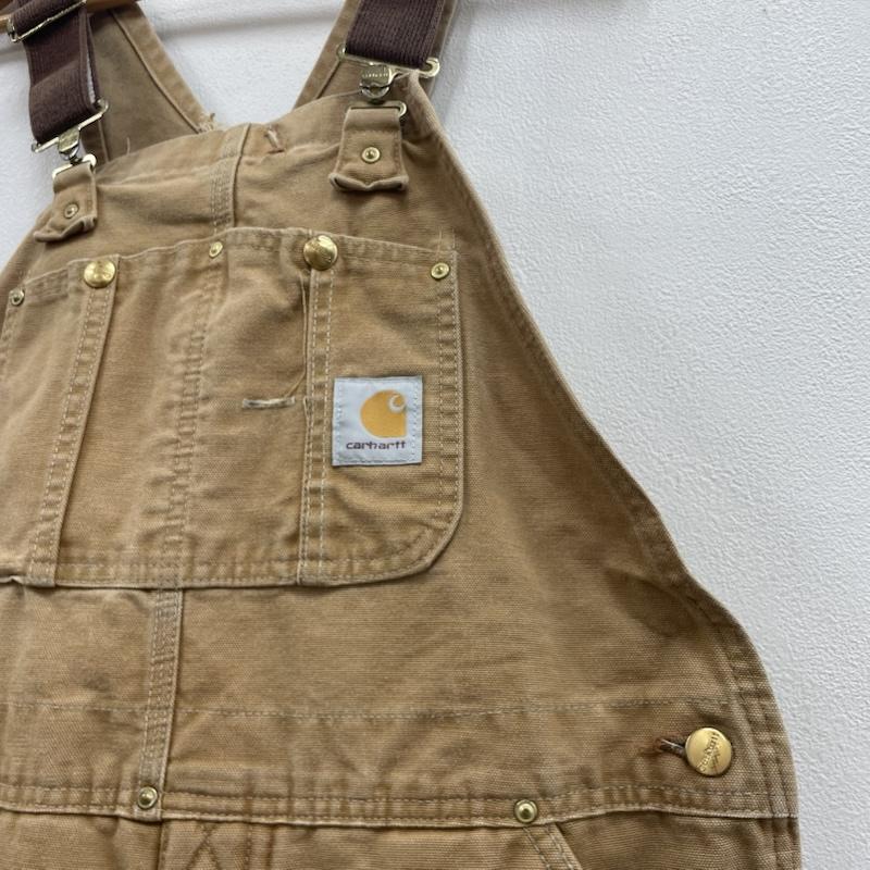 カーハート Carhartt サロペット・オーバーオール サロペット、オーバーオール ダック オーバーオール ダブルニー USA製 エイジング ヴィンテージ キルティング 裏地 38 ワンポイント X ロゴ、文字 ベージュ / ベージュ / beige X 茶 / ブラウン / brown メンズ USED 古着 中古 50154927