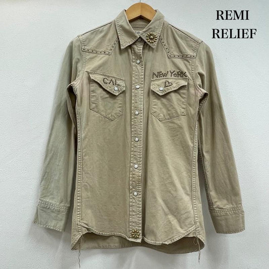 レミ レリーフ REMI RELIEF シャツ、ブラウス 長袖 ミリタリー シャツ スタッズ ウエスタン 長袖 ペイズリー バンダナ S プリント ベージュ / ベージュ / beige レディース USED 古着 中古 50154945