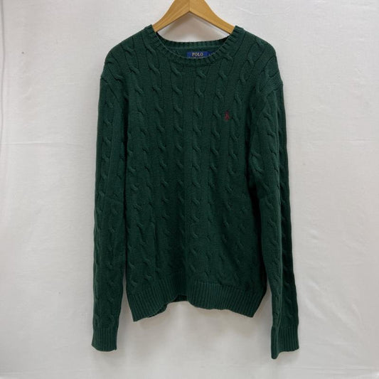 ポロラルフローレン POLO RALPH LAUREN ニット、セーター 長袖 ポニー刺繍 コットン ケーブル ニット L 緑 / グリーン / green メンズ USED 古着 中古 50154965