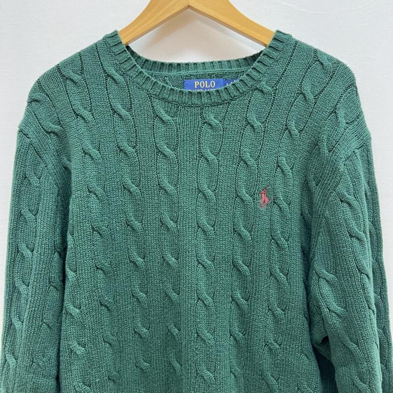 ポロラルフローレン POLO RALPH LAUREN ニット、セーター 長袖 ポニー刺繍 コットン ケーブル ニット L 緑 / グリーン / green メンズ USED 古着 中古 50154965