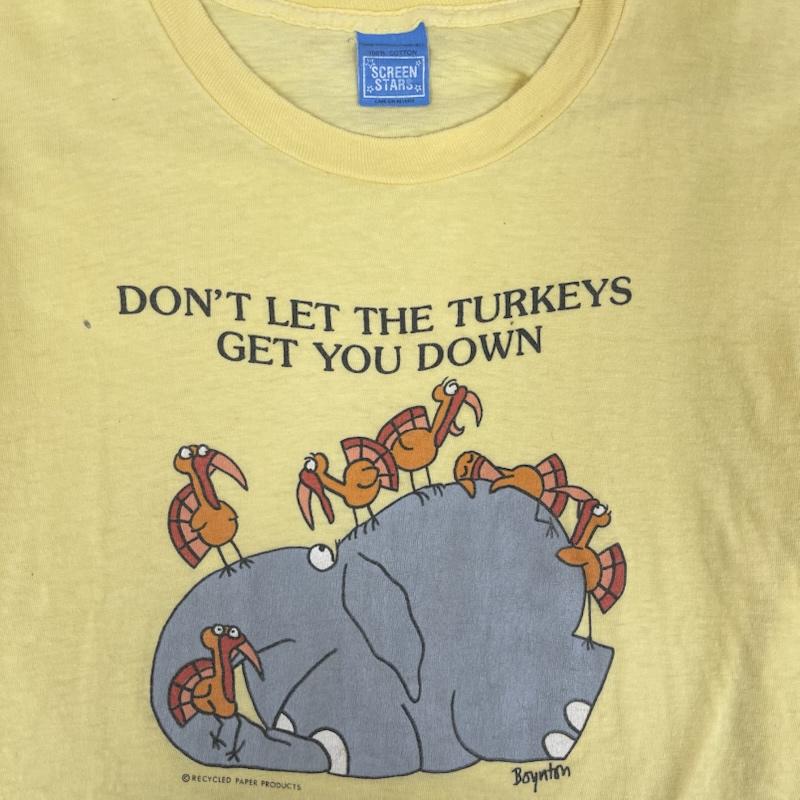 古着 USED Tシャツ 半袖 USA製 70s アニマル プリント Tシャツ L 黄 / イエロー / yellow メンズ USED 古着 中古 50155010