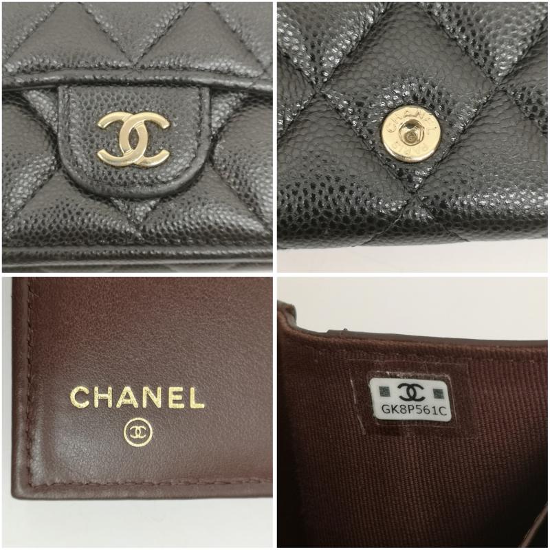シャネル CHANEL 財布 コンパクト財布 三つ折り財布 マトラッセ ココマーク クラシック スモール ウォレット キャビアスキン - 黒 / ブラック / black レディース USED 古着 中古 50155031