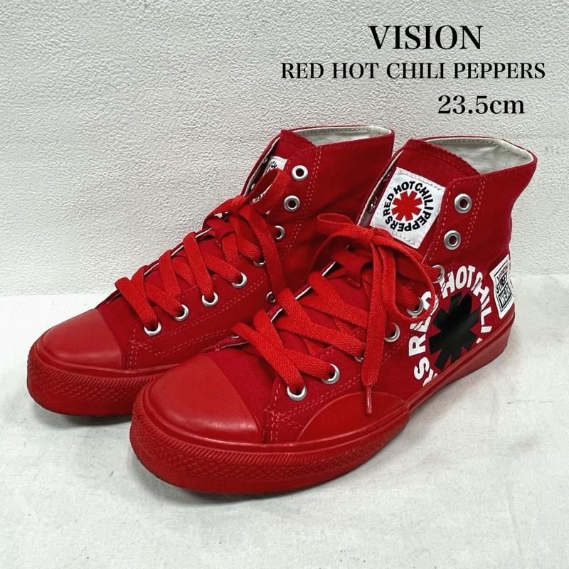 ヴィジョン ストリート ウェア VISION STREET WEAR スニーカー スニーカー RED HOT CHILI PEPPERS レッドホットチリペッパーズ キャンバス ハイ スニーカー ロゴ プリント 23.5cm ロゴ、文字 X プリント 赤 / レッド / red X 白 / ホワイト / white X 黒 / ブラック / black レディース USED 古着 中古 50155048