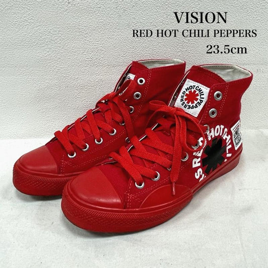 ヴィジョン ストリート ウェア VISION STREET WEAR スニーカー スニーカー RED HOT CHILI PEPPERS レッドホットチリペッパーズ キャンバス ハイ スニーカー ロゴ プリント 23.5cm ロゴ、文字 X プリント 赤 / レッド / red X 白 / ホワイト / white X 黒 / ブラック / black レディース USED 古着 中古 50155048