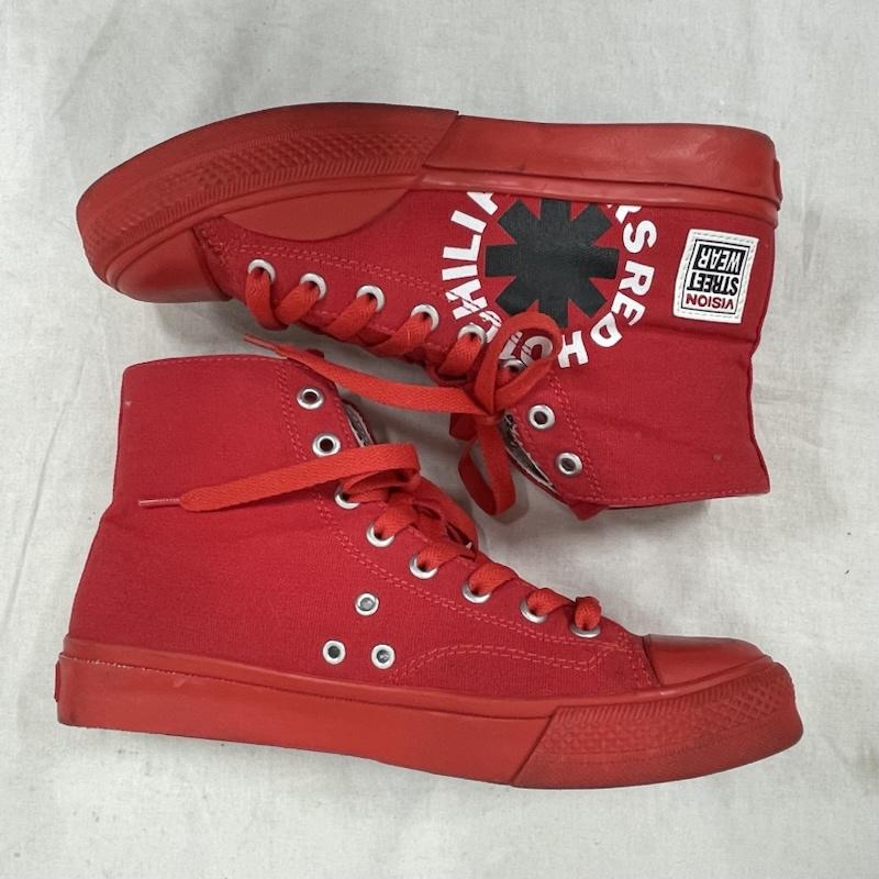 ヴィジョン ストリート ウェア VISION STREET WEAR スニーカー スニーカー RED HOT CHILI PEPPERS レッドホットチリペッパーズ キャンバス ハイ スニーカー ロゴ プリント 23.5cm ロゴ、文字 X プリント 赤 / レッド / red X 白 / ホワイト / white X 黒 / ブラック / black レディース USED 古着 中古 50155048
