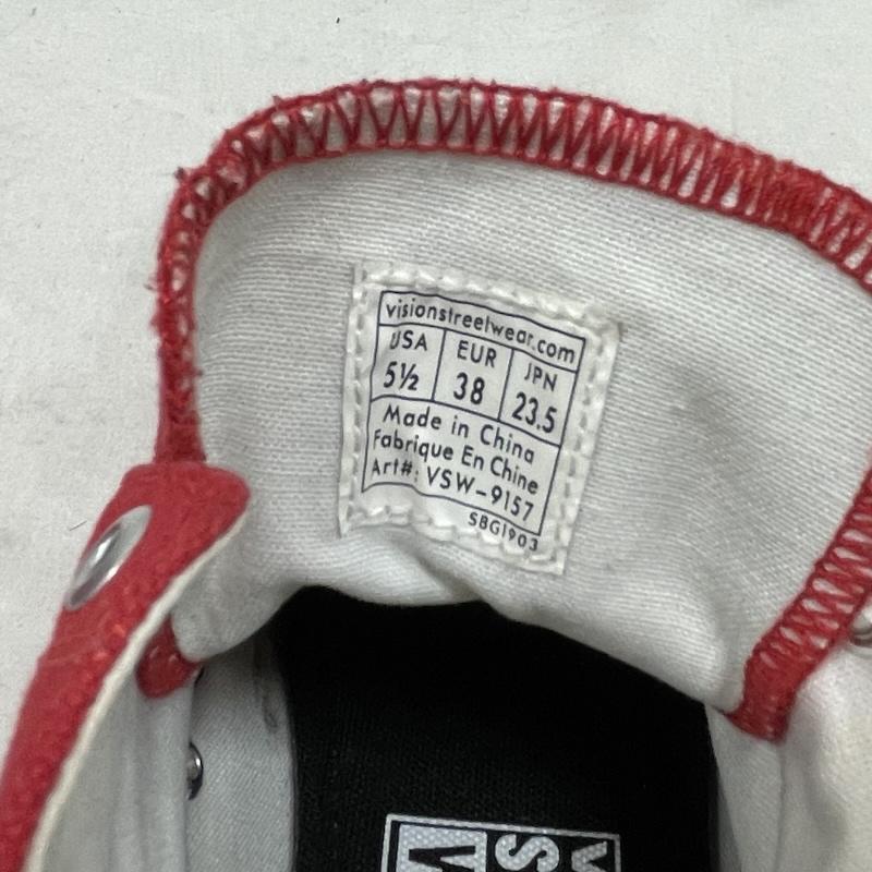 ヴィジョン ストリート ウェア VISION STREET WEAR スニーカー スニーカー RED HOT CHILI PEPPERS レッドホットチリペッパーズ キャンバス ハイ スニーカー ロゴ プリント 23.5cm ロゴ、文字 X プリント 赤 / レッド / red X 白 / ホワイト / white X 黒 / ブラック / black レディース USED 古着 中古 50155048
