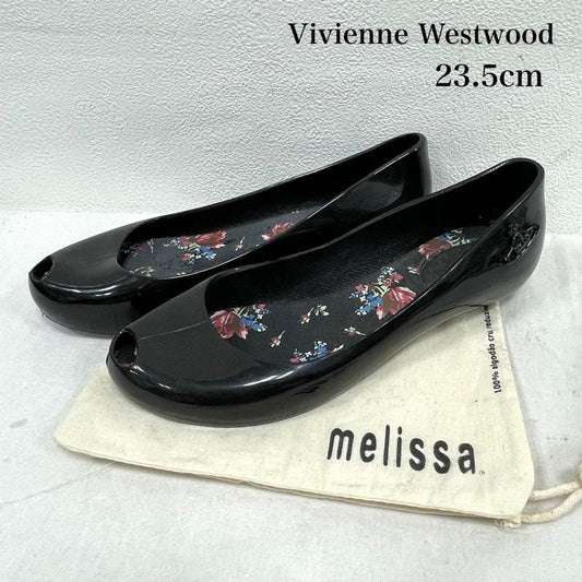 ヴィヴィアンウエストウッド Vivienne Westwood パンプス パンプス Melissa メリッサ フラットシューズ オーブ ラバー レイン 23.5cm ロゴ、文字 黒 / ブラック / black レディース USED 古着 中古 50155052