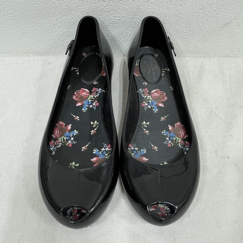 ヴィヴィアンウエストウッド Vivienne Westwood パンプス パンプス Melissa メリッサ フラットシューズ オーブ ラバー レイン 23.5cm ロゴ、文字 黒 / ブラック / black レディース USED 古着 中古 50155052