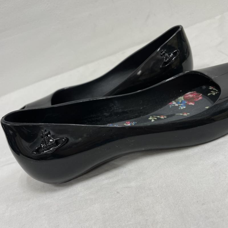 ヴィヴィアンウエストウッド Vivienne Westwood パンプス パンプス Melissa メリッサ フラットシューズ オーブ ラバー レイン 23.5cm ロゴ、文字 黒 / ブラック / black レディース USED 古着 中古 50155052
