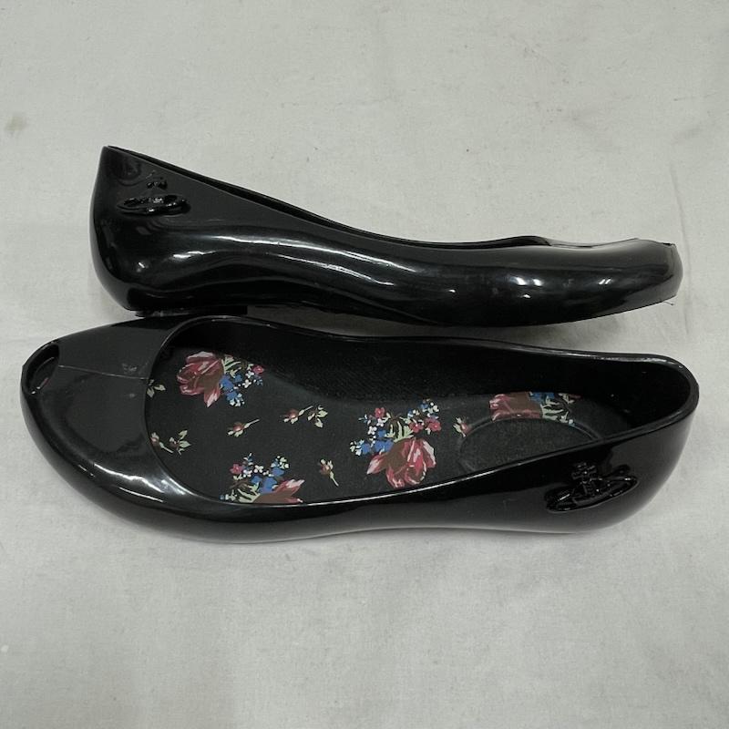 ヴィヴィアンウエストウッド Vivienne Westwood パンプス パンプス Melissa メリッサ フラットシューズ オーブ ラバー レイン 23.5cm ロゴ、文字 黒 / ブラック / black レディース USED 古着 中古 50155052