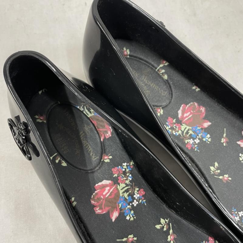 ヴィヴィアンウエストウッド Vivienne Westwood パンプス パンプス Melissa メリッサ フラットシューズ オーブ ラバー レイン 23.5cm ロゴ、文字 黒 / ブラック / black レディース USED 古着 中古 50155052