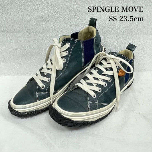 スピングルムーブ SPINGLE MOVE スニーカー スニーカー サイドゴア スニーカー カンガルー レザー SS 23.5cm ミドルカット - 無地 紺 / ネイビー / navy X 白 / ホワイト / white レディース USED 古着 中古 50155060