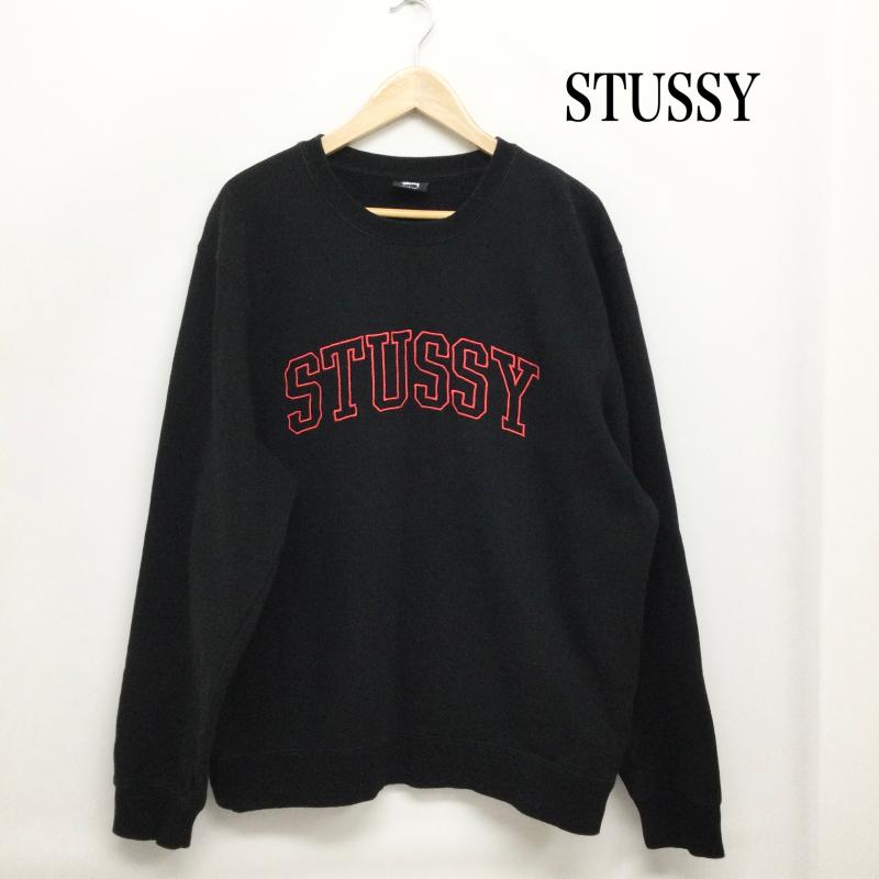 ステューシー STUSSY トレーナー 長袖 ステューシー Stussy アーチロゴ刺繍 クルーネックスウェット L ロゴ、文字 黒 / ブラック / black メンズ USED 古着 中古 50155096