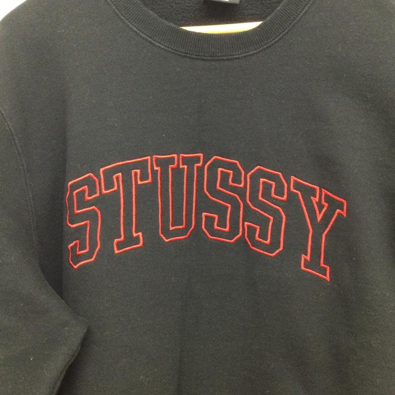 ステューシー STUSSY トレーナー 長袖 ステューシー Stussy アーチロゴ刺繍 クルーネックスウェット L ロゴ、文字 黒 / ブラック / black メンズ USED 古着 中古 50155096