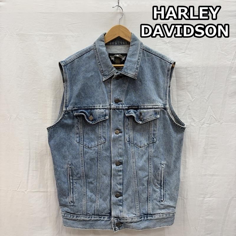 ハーレーダビッドソン Harley-Davidson ジャケット、上着 ジャンパー、ブルゾン カナダ製 デニム トラッカー ベスト ジャケット ノースリーブ M メンズ USED 古着 中古 50155101
