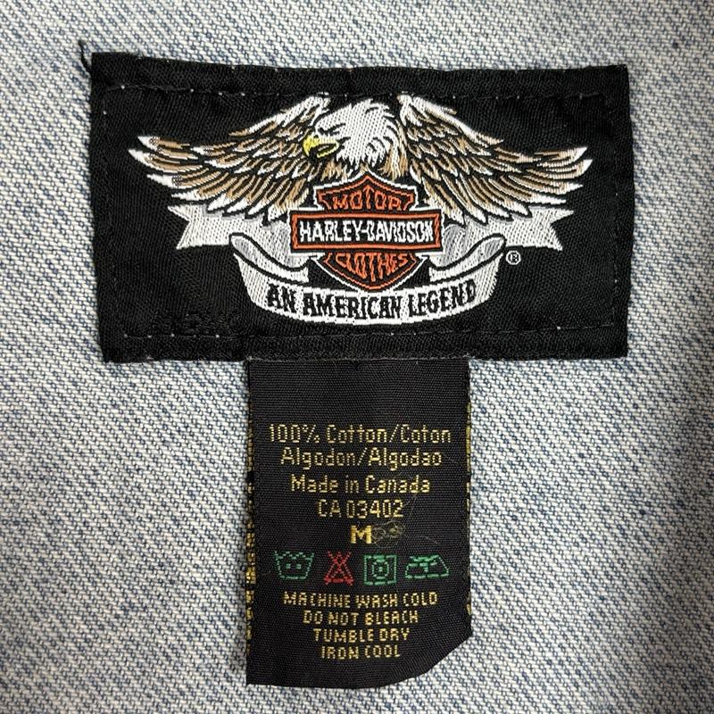 ハーレーダビッドソン Harley-Davidson ジャケット、上着 ジャンパー、ブルゾン カナダ製 デニム トラッカー ベスト ジャケット ノースリーブ M メンズ USED 古着 中古 50155101