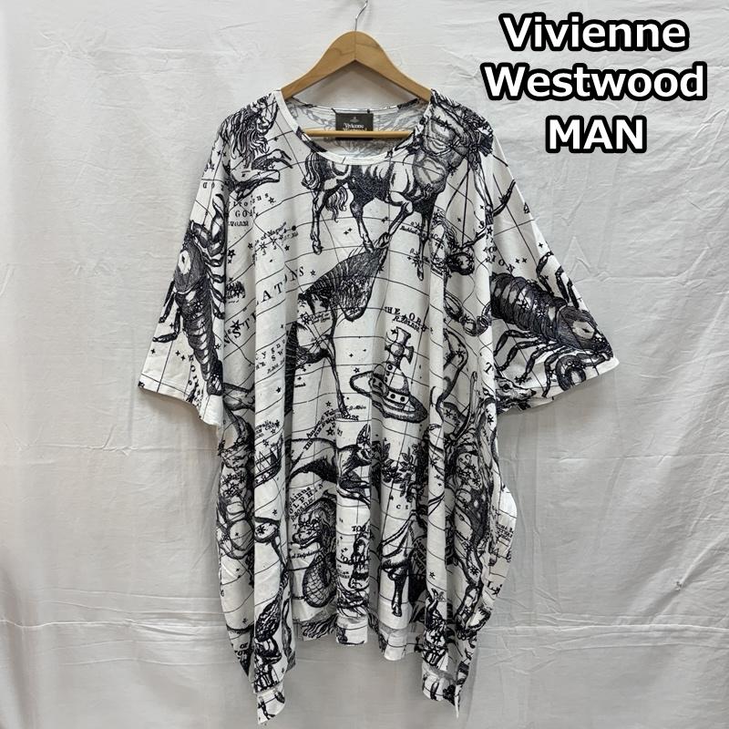 ヴィヴィアンウエストウッドマン Vivienne Westwood MAN Tシャツ 半袖 CONSTELLATION 星座 オーブ 総柄 オーバーサイズ Tシャツ VW-LP-76036 FREE 白 / ホワイト / white X 黒 / ブラック / black メンズ USED 古着 中古 50155106
