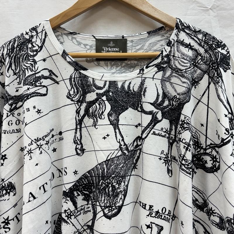 ヴィヴィアンウエストウッドマン Vivienne Westwood MAN Tシャツ 半袖 CONSTELLATION 星座 オーブ 総柄 オーバーサイズ Tシャツ VW-LP-76036 FREE 白 / ホワイト / white X 黒 / ブラック / black メンズ USED 古着 中古 50155106