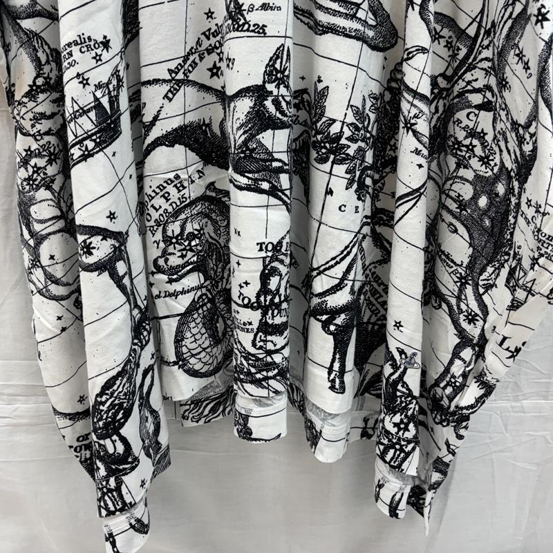 ヴィヴィアンウエストウッドマン Vivienne Westwood MAN Tシャツ 半袖 CONSTELLATION 星座 オーブ 総柄 オーバーサイズ Tシャツ VW-LP-76036 FREE 白 / ホワイト / white X 黒 / ブラック / black メンズ USED 古着 中古 50155106