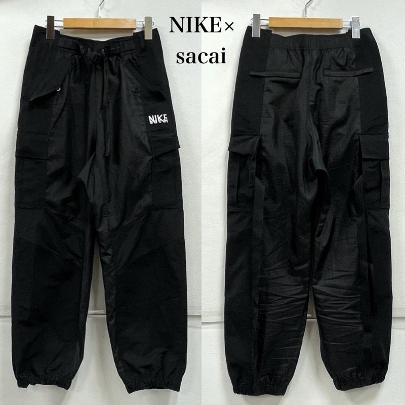 サカイ Sacai ボトムス ボトムス 22AW NIKE コラボ AS UNRG Pant ナイロン パンツ トラック ロゴ カーゴ ベルト S 無地 X ワンポイント X ロゴ、文字 X プリント 黒 / ブラック / black X 白 / ホワイト / white メンズ USED 古着 中古 50155129
