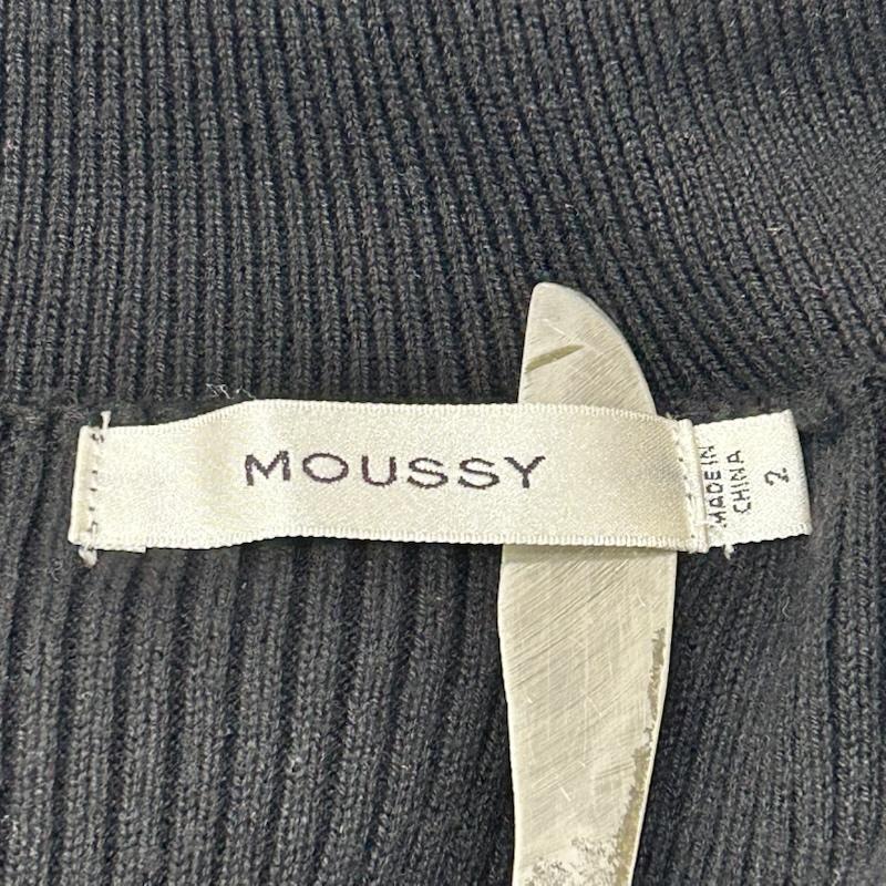 マウジー MOUSSY ワンピース ミニスカート V LINE MINI KNIT DRESS black ハイネック SIZE:2 2 黒 / ブラック / black X 白 / ホワイト / white レディース USED 古着 中古 50155141