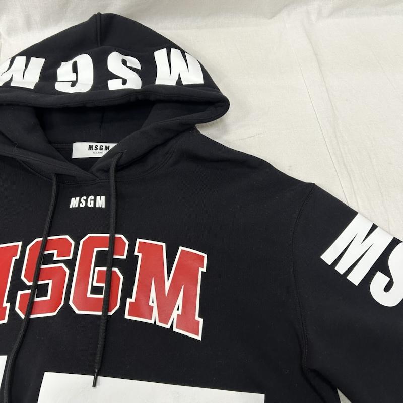 エムエスジーエム MSGM パーカー 長袖 ビックMSGMロゴパーカー プルオーバーフーディー black XS XS ロゴ、文字 X プリント 黒 / ブラック / black X 白 / ホワイト / white X 赤 / レッド / red メンズ USED 古着 中古 50155155