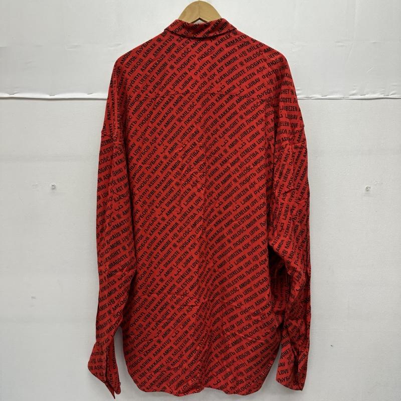 バレンシアガ BALENCIAGA シャツ、ブラウス 長袖 多国語 総柄 レギュラーカラー シャツ 642306 36 赤 / レッド / red レディース USED 古着 中古 50155158
