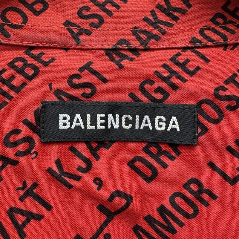バレンシアガ BALENCIAGA シャツ、ブラウス 長袖 多国語 総柄 レギュラーカラー シャツ 642306 36 赤 / レッド / red レディース USED 古着 中古 50155158