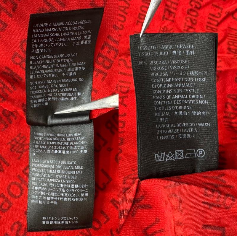 バレンシアガ BALENCIAGA シャツ、ブラウス 長袖 多国語 総柄 レギュラーカラー シャツ 642306 36 赤 / レッド / red レディース USED 古着 中古 50155158