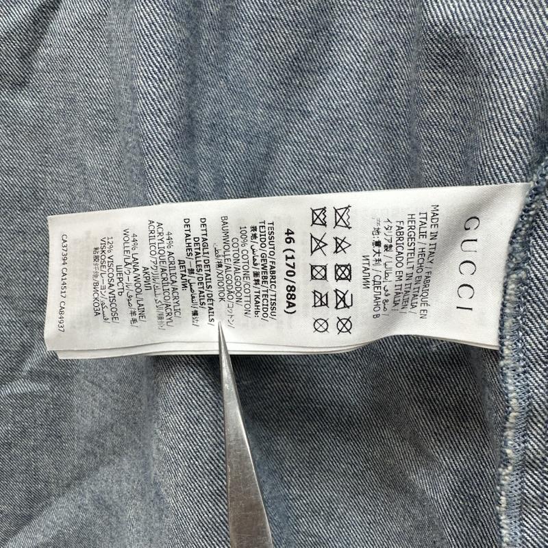 グッチ GUCCI シャツ、ブラウス 長袖 21ss ウェブライン ビット デザイン デニム シャツ 626480 XDBCG 46 インディゴ / インディゴ / Indigo メンズ USED 古着 中古 50155164