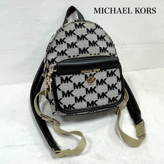 マイケルコース MICHAEL KORS リュックサック、デイパック リュックサック、デイバッグ ミニ リュック バックパック MK 総柄 ロゴ ポーチ付き チェーン - ロゴ、文字 黒 / ブラック / black X 灰 / グレー / gray X 金 / ゴールド / gold color レディース USED 古着 中古 50155168