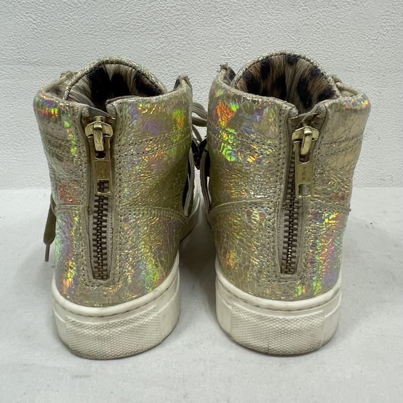 ロベルトカバリ roberto cavalli スニーカー スニーカー ハイカット スニーカー ストーン ビジュー ロゴ メタリック ユニコーン オーロラ ジップ ヒョウ柄 レオパード - 金 / ゴールド / gold color X ベージュ / ベージュ / beige X 白 / ホワイト / white レディース USED 古着 中古 50155172