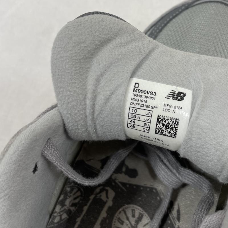 ニューバランス New Balance スニーカー スニーカー M990VS3 VERSION3 40周年 MADE IN USA ウルヴァリン製 ピッグ スエード メッシュ ENCAP スニーカー 28.0cm ロゴ、文字 灰 / グレー / gray メンズ USED 古着 中古 50155177