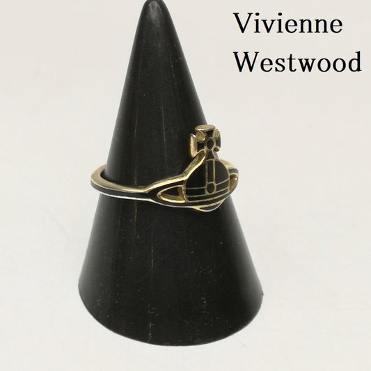 ヴィヴィアンウエストウッド Vivienne Westwood アクセサリー 指輪 オーブ シルバー ケイトリング SV925 サイズS 12号 - 黒 / ブラック / black X 金 / ゴールド / gold color メンズ USED 古着 中古 50155194