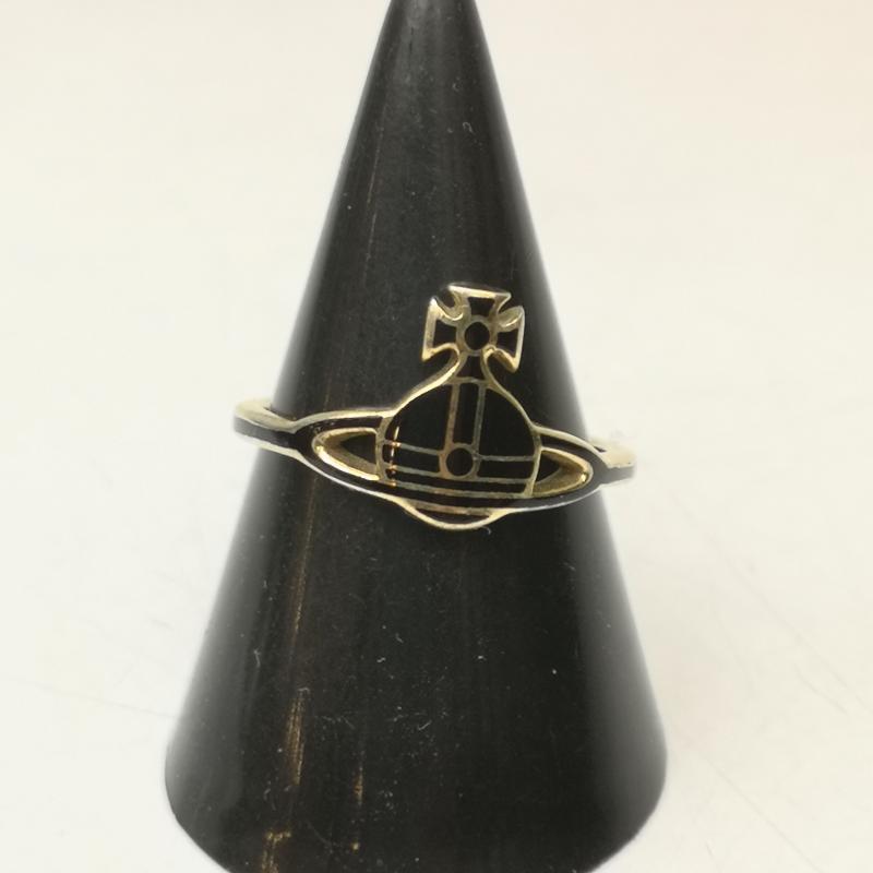 ヴィヴィアンウエストウッド Vivienne Westwood アクセサリー 指輪 オーブ シルバー ケイトリング SV925 サイズS 12号 - 黒 / ブラック / black X 金 / ゴールド / gold color メンズ USED 古着 中古 50155194