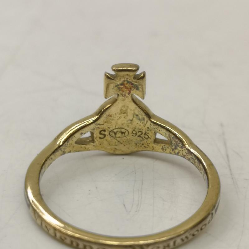 ヴィヴィアンウエストウッド Vivienne Westwood アクセサリー 指輪 オーブ シルバー ケイトリング SV925 サイズS 12号 - 黒 / ブラック / black X 金 / ゴールド / gold color メンズ USED 古着 中古 50155194